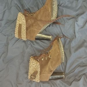 Fuzzy heel boots
